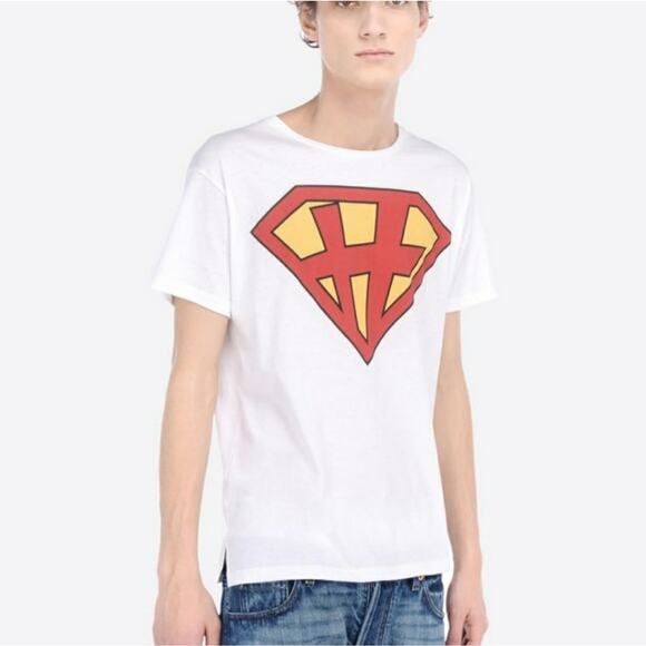 EUC RARE! Men's Valentino Super H Tee, White with Superman Style logo. Size XL - Picture 1 of 10